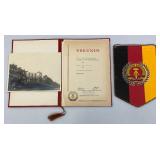 Cold War East German Certificate Of Honor In Folder And DDR Pendant/Flag For Exemplary Performance And Best Unit 7 1/2" x 11"