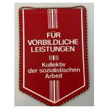 Cold War East German Certificate Of Honor In Folder And DDR Pendant/Flag For Exemplary Performance And Best Unit 7 1/2" x 11"