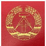 Cold War East German Certificate Of Honor In Folder And DDR Pendant/Flag For Exemplary Performance And Best Unit 7 1/2" x 11"