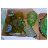 Assorted Green Colored Glassware