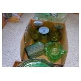 Assorted Green Colored Glassware