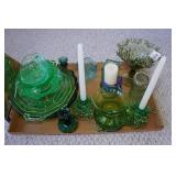 Assorted Green Colored Glassware