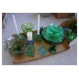 Assorted Green Colored Glassware