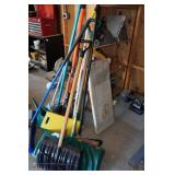 Assorted Shovels, Brooms and Loppers