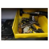 Wall Shelf with Contents - Spiral Saw, Vise Grips, Chassis Punch Set