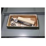 Cabinet of Drawers with Contents - Clamps, Fasteners, Cassette Tapes