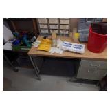Desk and Side Table with Contents - Power Tools, Circular Saw, Glue Sticks