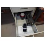 Desk and Side Table with Contents - Power Tools, Circular Saw, Glue Sticks