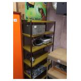 Metal Shelf with Contents - Hand Drill, Hot Plate, Rope Lights