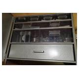 Metal Shelf with Contents - Hand Drill, Hot Plate, Rope Lights