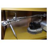 Metal Shelf with Contents - Hand Drill, Hot Plate, Rope Lights