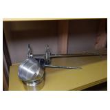 Metal Shelf with Contents - Hand Drill, Hot Plate, Rope Lights