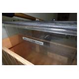 Wood Rolling Shelf with Contents - Tools, Vintage Akai Speakers