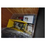 Wood Rolling Shelf with Contents - Tools, Vintage Akai Speakers