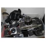 Antique Camera Assortment - Cameras, Flashes, Parts, Manuals