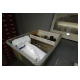 Desk with Cabinets and Contents - Camera Parts, Pocket Watches, Tools