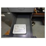 Desk with Cabinets and Contents - Camera Parts, Pocket Watches, Tools