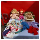 Lot of Cabbage Patch Kids Dolls with Clothing and Accessories