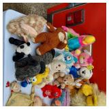 Lot of Plush Toys Including a Colorful Toucans, Bears, and a Red Devil Doll