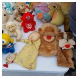 Lot of Plush Toys Including a Colorful Toucans, Bears, and a Red Devil Doll