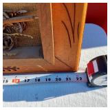 Framed Wooden Wall Art with Duck Carving and Dried Flowers