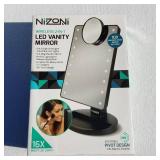 Nizoni 2-in-1 LED Vanity Mirror with 10x and 16x Magnification, Cervical Pillow, Pillow Cooler