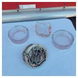 Variety of Ash Trays, Including Broken Marlboro Skeleton Ash Tray