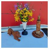 Decorative Wooden Lamp, Decorative Vase, Carved Lion