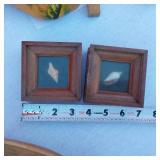 Variety of Small Home Decor Items - Small Framed Shells, Carved Double Bowl, Planter, Small Shoe, Small Carved Wood Shoe and More