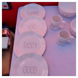 Dinner Set including Plates and Mugs with Fun Sayings on Them