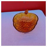 Amber Glass Grapes Harvest Fruit Shaped Bowl - Maybe Indiana Glass