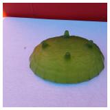 Mid-Century Frosted Green Indiana Glass Grape Harvest Pattern Footed Oval Fruit Bowl