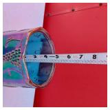 Indiana Carnival Glass Vintage Harvest Grape Blue Iridescent Canister