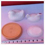 Avon Vintage Chicken Dish and Unmarked Chicken Nesting Dish
