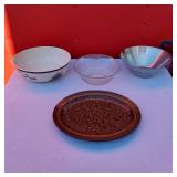 Metal Bowl, Glass Bowl, Ceramic Bowl and Decorative Plate