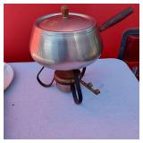 Vintage Mid Centurry Fondue Pot, Plates and Forks