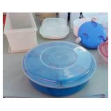 Lot of Plastic Food Storage Containers including Various Sizes and Types, Some with Lids