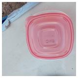 Lot of Plastic Food Storage Containers including Various Sizes and Types, Some with Lids