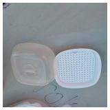 Lot of Plastic Food Storage Containers including Various Sizes and Types, Some with Lids