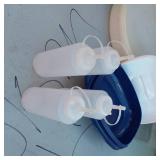 Lot of Plastic Food Storage Containers including Various Sizes and Types, Some with Lids