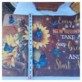 Large Lot of Various Home Decor Pieces Incl. Garden Flag, Wall Sconces and More