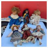 Lot of Porcelain and Other Dolls