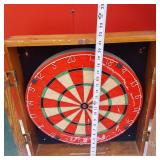 Dartboard in Marlboro Wooden Dartboard Wall Cabinet