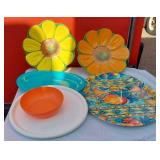 Colorful Serving Platters and Bowls - Plastic