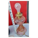 Lot of 3 Different Vintage Table Lamps - Oil Lamp Design, Artsy Green, Colorful Lamp with Brass Like Base