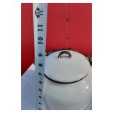 White Enamelware and Aluminum Tea or Coffee Kettle