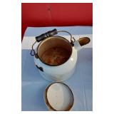 White Enamelware and Aluminum Tea or Coffee Kettle
