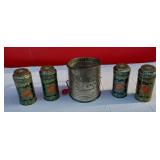 Vintage Spice Containers and Flour Sifter