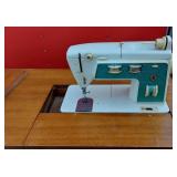 Sewing Machine Table with Sewing Machine and Supplies
