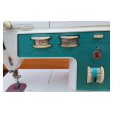 Sewing Machine Table with Sewing Machine and Supplies